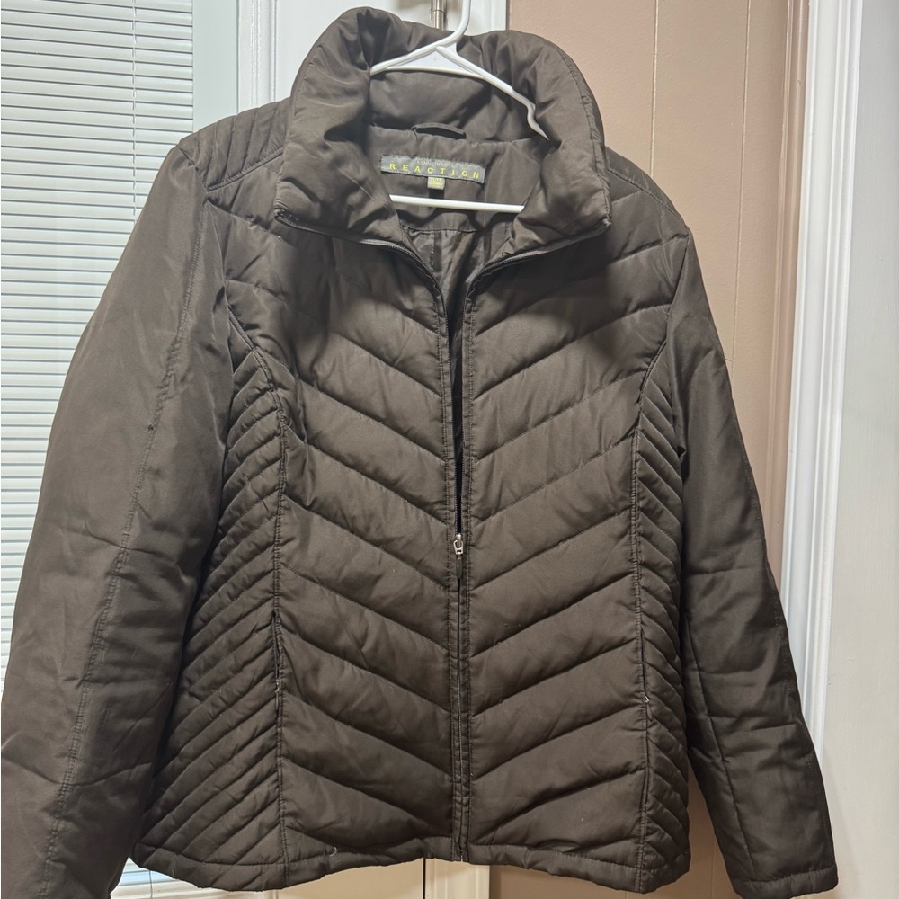 Kenneth Cole Dark Brown Quilted Puffer Jacket